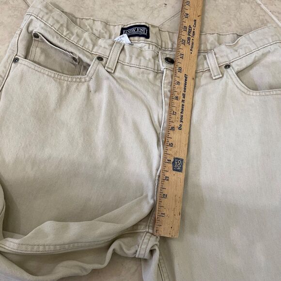 Lands' End Men’s Square Rigger Beige Jeans Made USA Tapered Size 34x30 - Picture 10 of 14